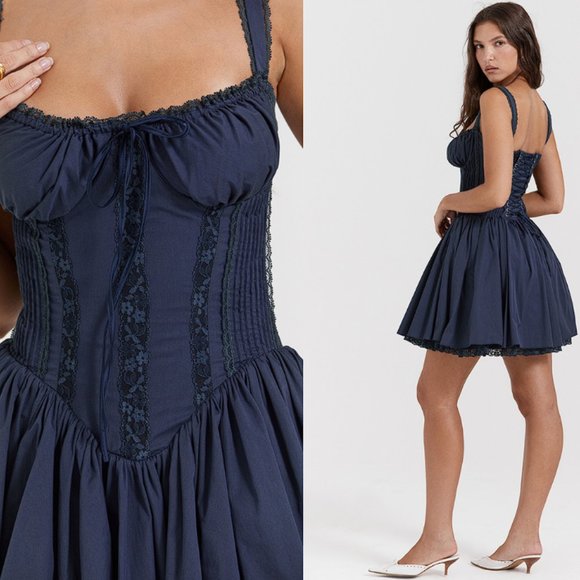 HOUSE OF CB 'Pietra' French Navy Corset Mini Dress NWOT - Picture 4 of 10